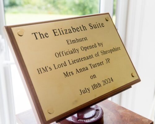 The Elizabeth Suite plaque to show that it was opened by HM Lord Lieutenant of Shropshire on July 18, 2024